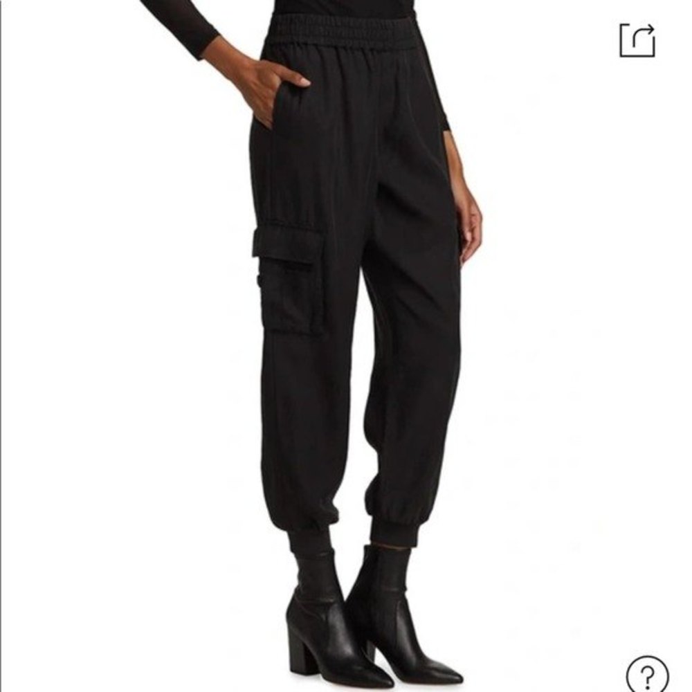 ALICE + OLIVIA Dede Smocked Cargo Joggers In Black Sz L